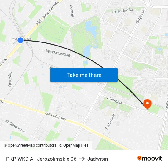PKP WKD Al. Jerozolimskie 06 to Jadwisin map
