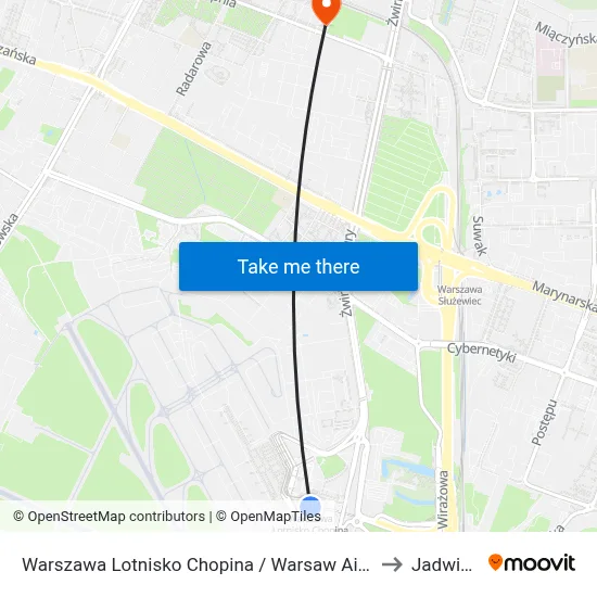 Warszawa Lotnisko Chopina / Warsaw Airport to Jadwisin map