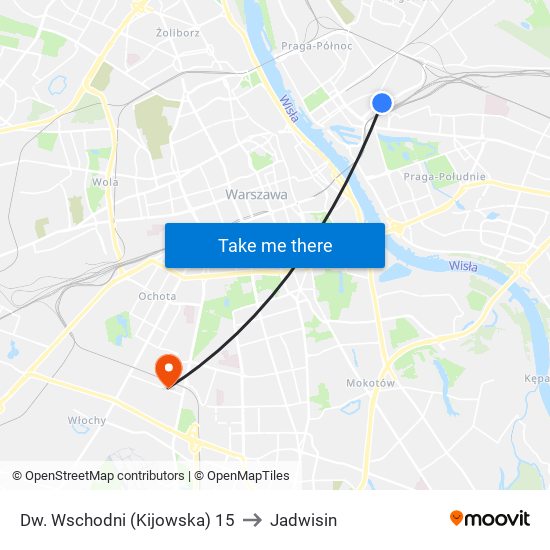 Dw. Wschodni (Kijowska) 15 to Jadwisin map