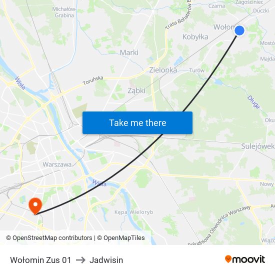 Wołomin Zus 01 to Jadwisin map