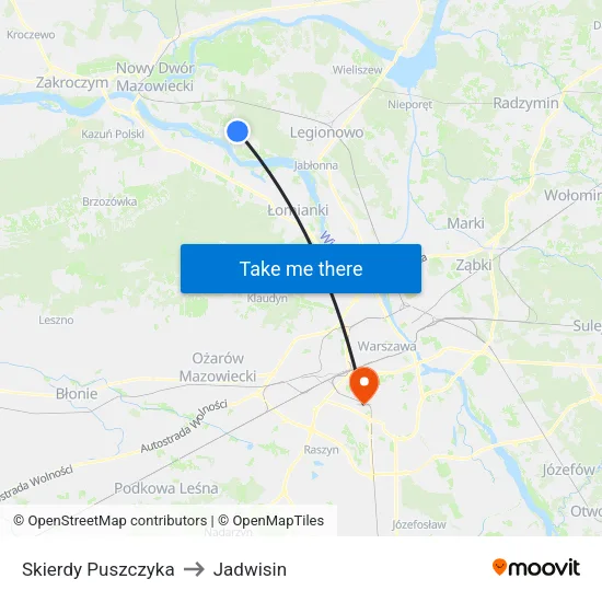 Skierdy Puszczyka to Jadwisin map