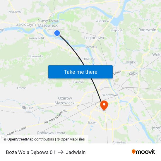 Boża Wola Dębowa to Jadwisin map