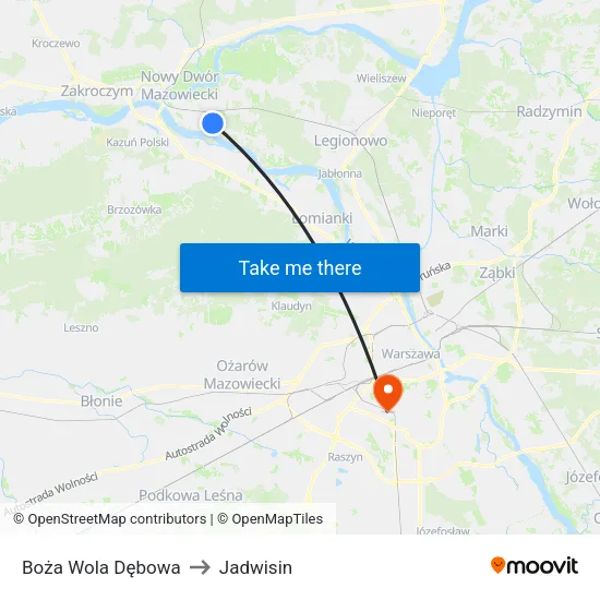 Boża Wola Dębowa to Jadwisin map