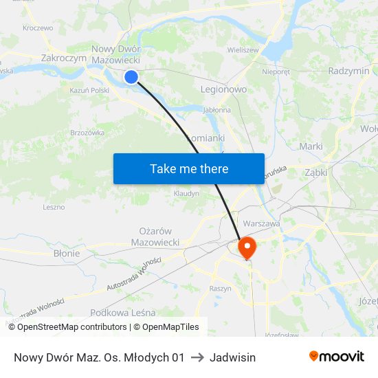 Nowy Dwór Maz. Os. Młodych 01 to Jadwisin map