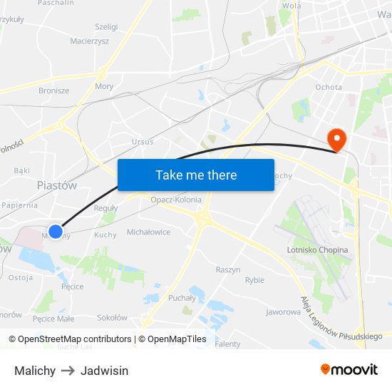 Malichy to Jadwisin map