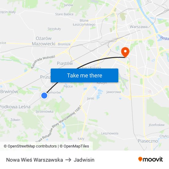 Nowa Wieś Warszawska to Jadwisin map