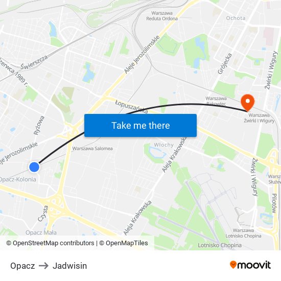 Opacz to Jadwisin map