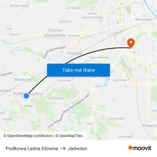 Podkowa Leśna Główna to Jadwisin map