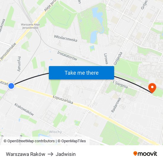 Warszawa Raków to Jadwisin map