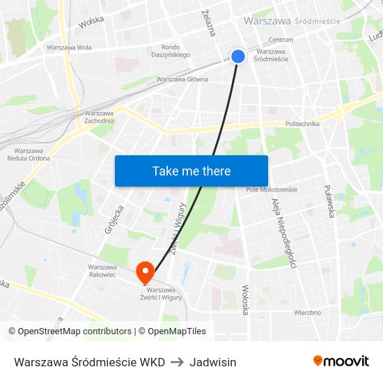 Warszawa Śródmieście WKD to Jadwisin map