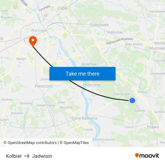 Kołbiel to Jadwisin map