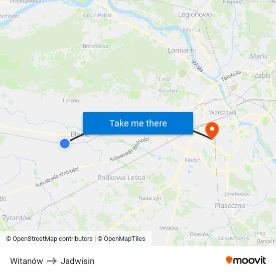 Witanów to Jadwisin map