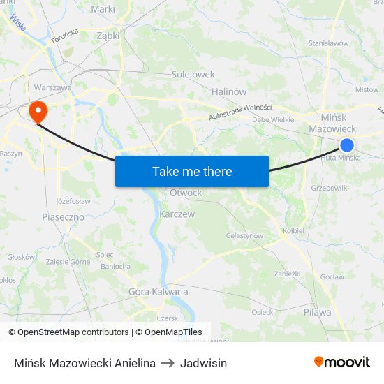 Mińsk Mazowiecki Anielina to Jadwisin map