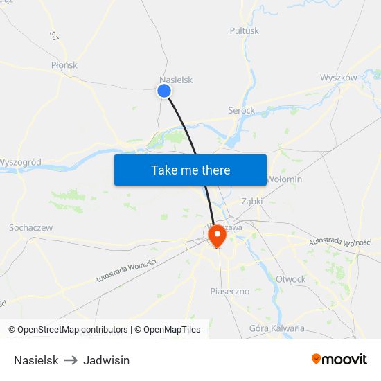 Nasielsk to Jadwisin map