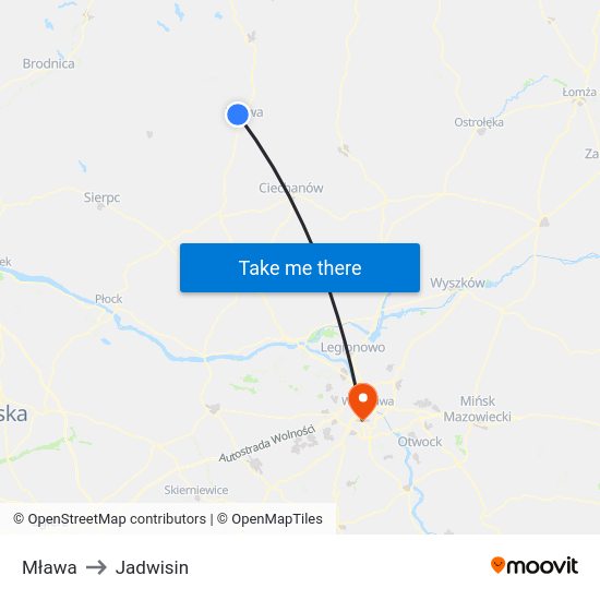 Mława to Jadwisin map