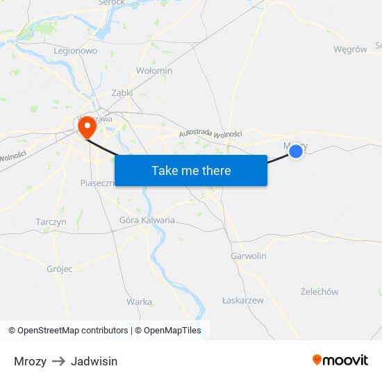 Mrozy to Jadwisin map