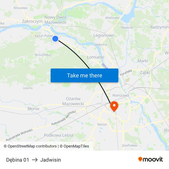 Dębina 01 to Jadwisin map