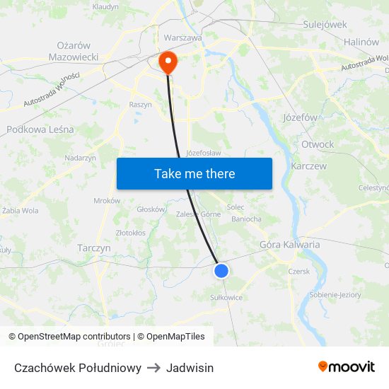 Czachówek Południowy to Jadwisin map