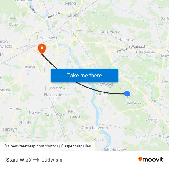 Stara Wieś to Jadwisin map