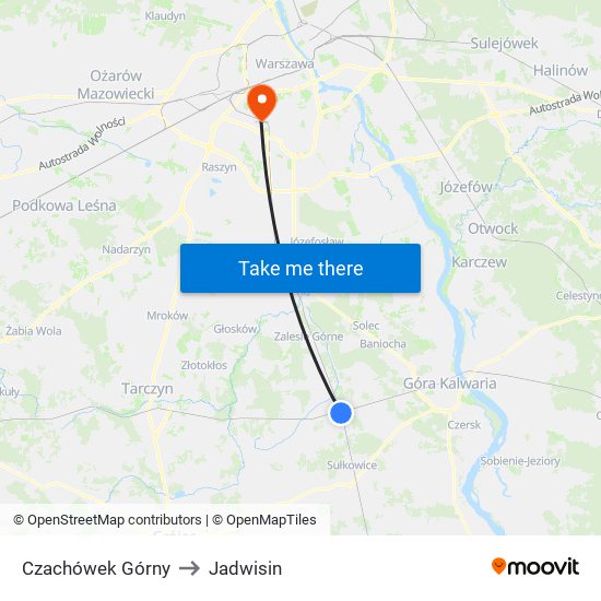 Czachówek Górny to Jadwisin map