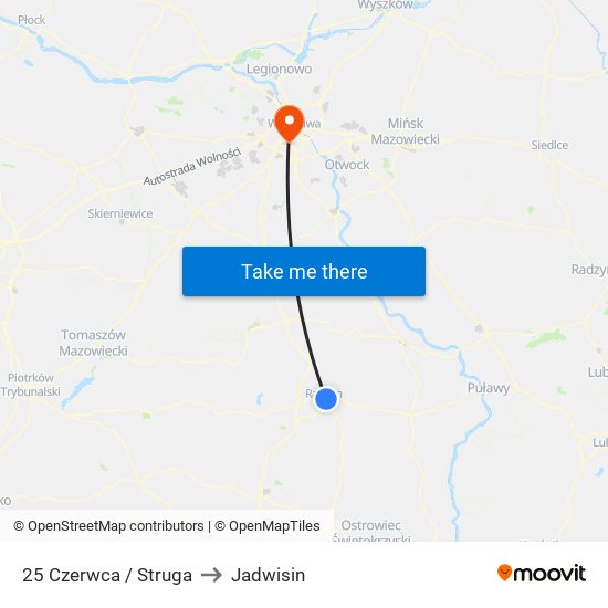 25 Czerwca / Struga to Jadwisin map