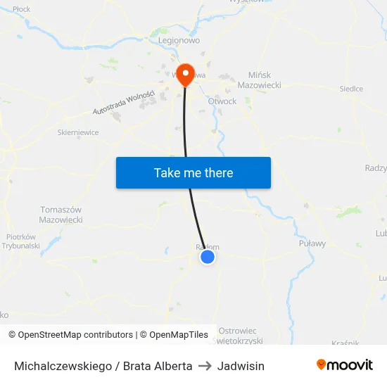 Michalczewskiego / Brata Alberta to Jadwisin map