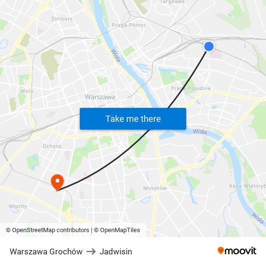 Warszawa Grochów to Jadwisin map