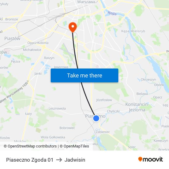 Piaseczno Zgoda 01 to Jadwisin map