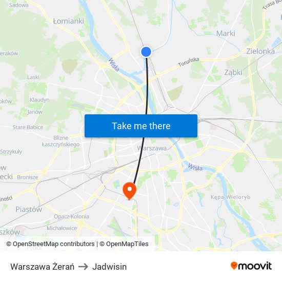 Warszawa Żerań to Jadwisin map