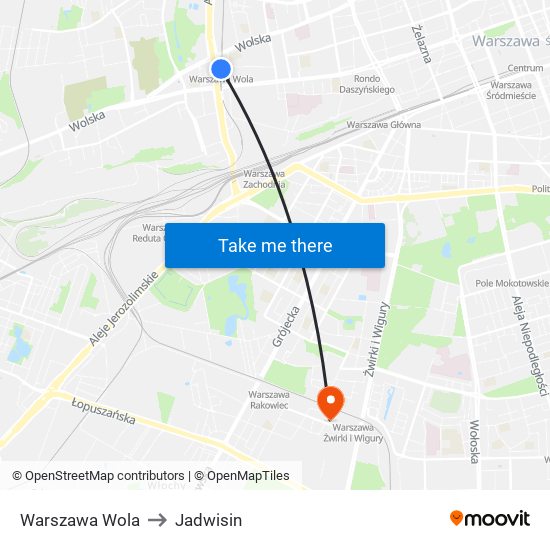 Warszawa Wola to Jadwisin map