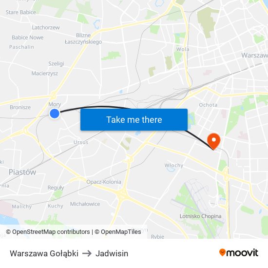 Warszawa Gołąbki to Jadwisin map