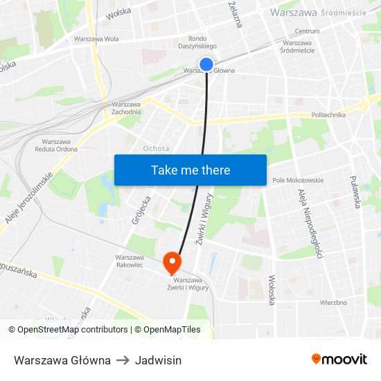 Warszawa Główna to Jadwisin map