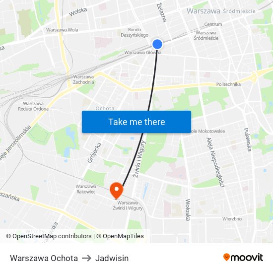 Warszawa Ochota to Jadwisin map