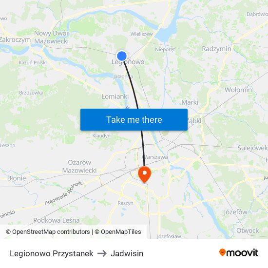 Legionowo Przystanek to Jadwisin map