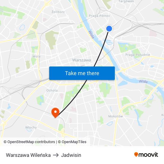 Warszawa Wileńska to Jadwisin map