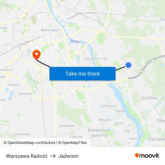 Warszawa Radość to Jadwisin map