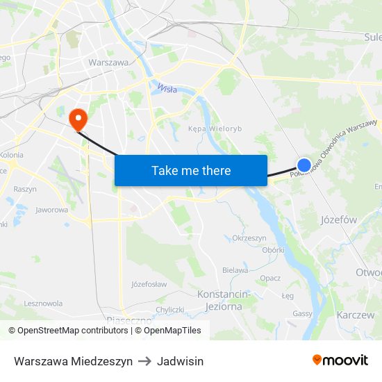 Warszawa Miedzeszyn to Jadwisin map