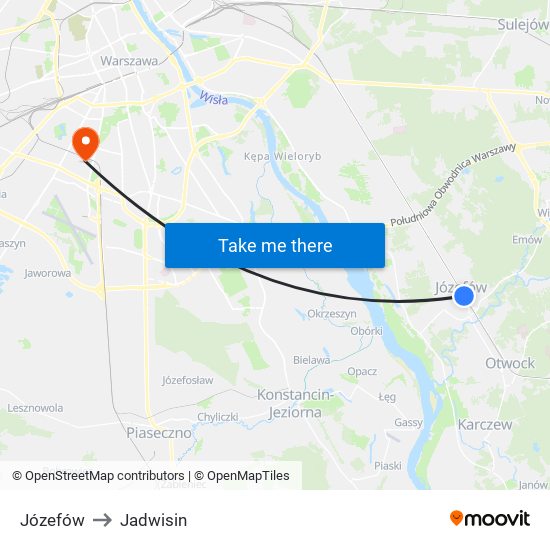 Józefów to Jadwisin map