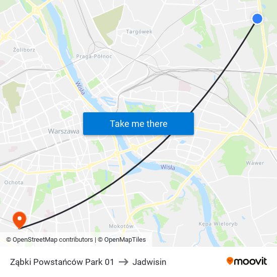 Ząbki Powstańców Park 01 to Jadwisin map