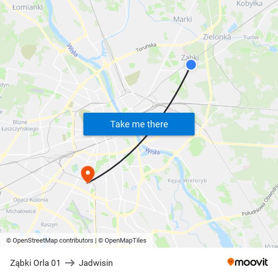 Ząbki Orla 01 to Jadwisin map