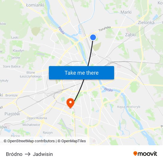 Bródno to Jadwisin map