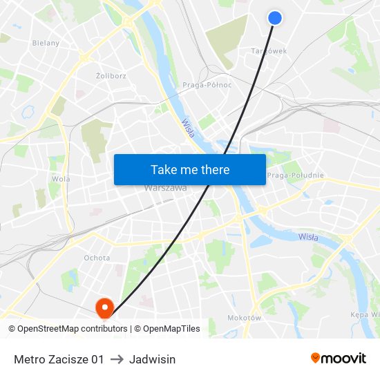 Metro Zacisze to Jadwisin map