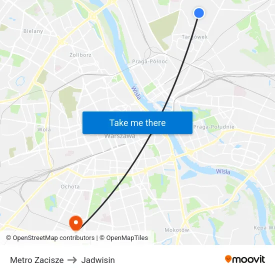 Metro Zacisze to Jadwisin map