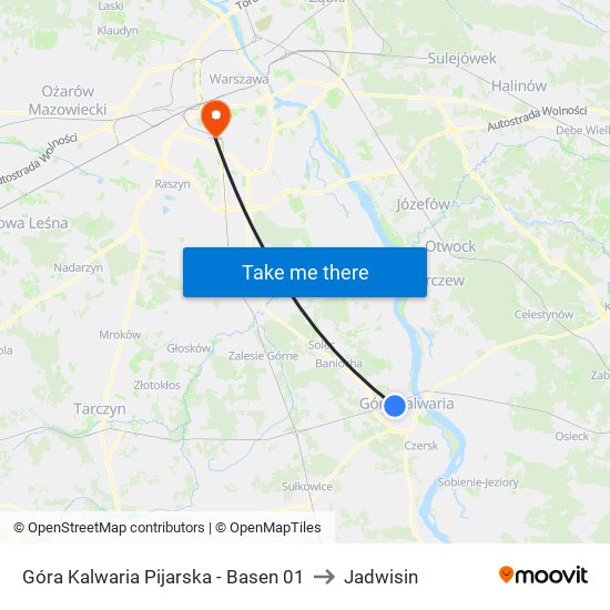 Góra Kalwaria Pijarska-Basen to Jadwisin map