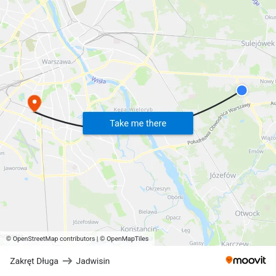 Zakręt Długa to Jadwisin map