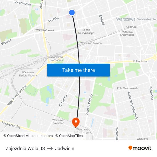 Zajezdnia Wola to Jadwisin map