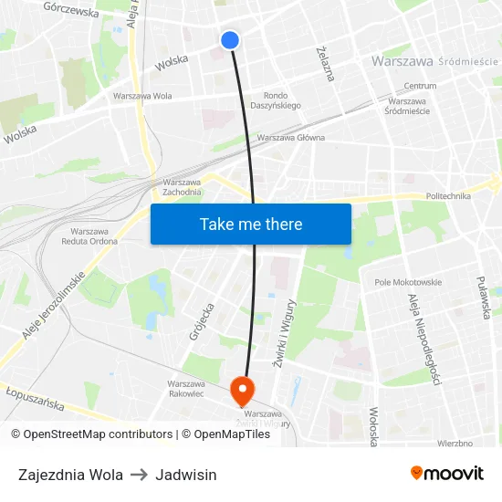 Zajezdnia Wola to Jadwisin map