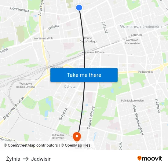 Żytnia to Jadwisin map