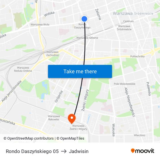 Rondo Daszyńskiego to Jadwisin map