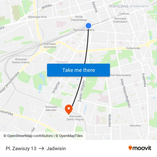 Pl. Zawiszy 13 to Jadwisin map